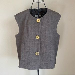 Michael Kors Metallic Brown Sleeveless Vest with Gold Buttons Size 12